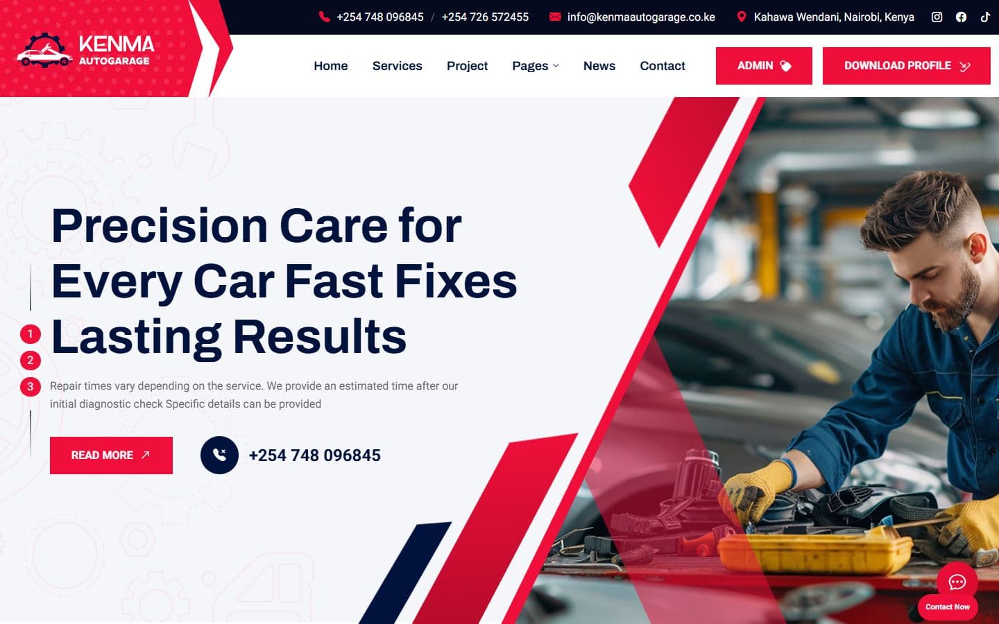 Kenma Auto Garage website by Mocky Digital