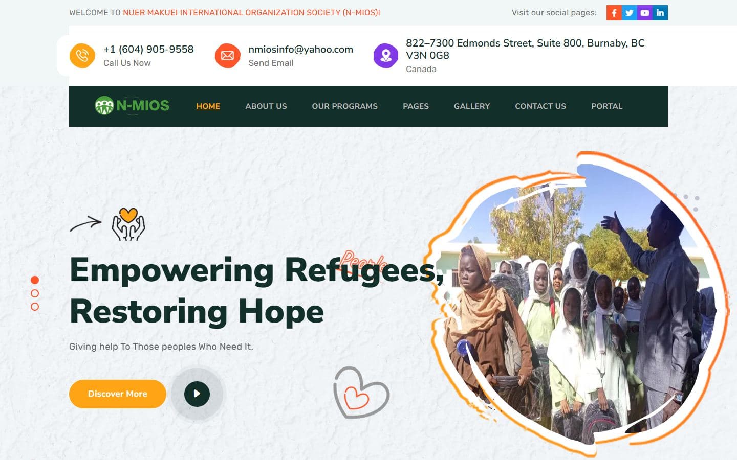 Nuer Makuei International Organization Society website by Mocky Digital