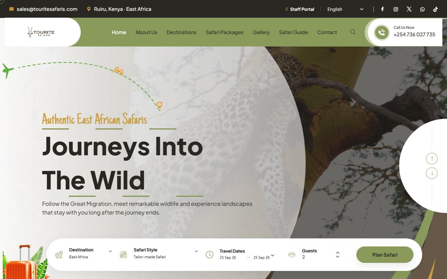 Tourite Safaris website by Mocky Digital