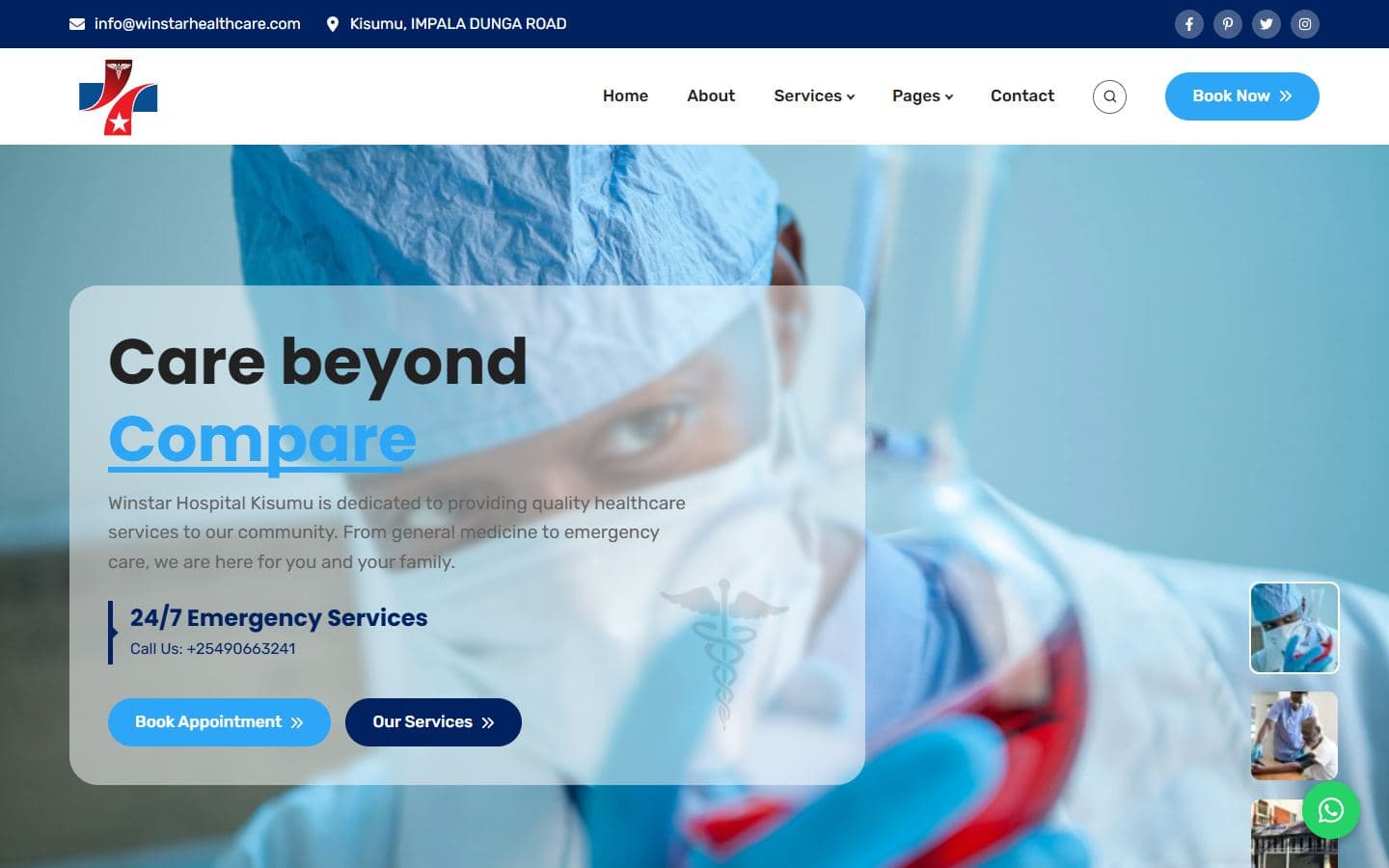Winstar Hospital website by Mocky Digital