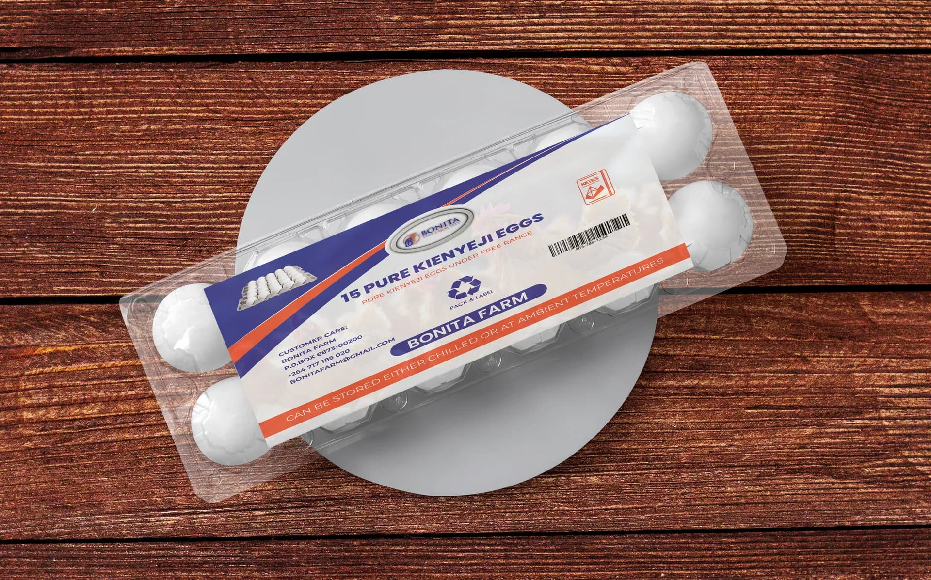 Bonita Farm kienyeji eggs tray label