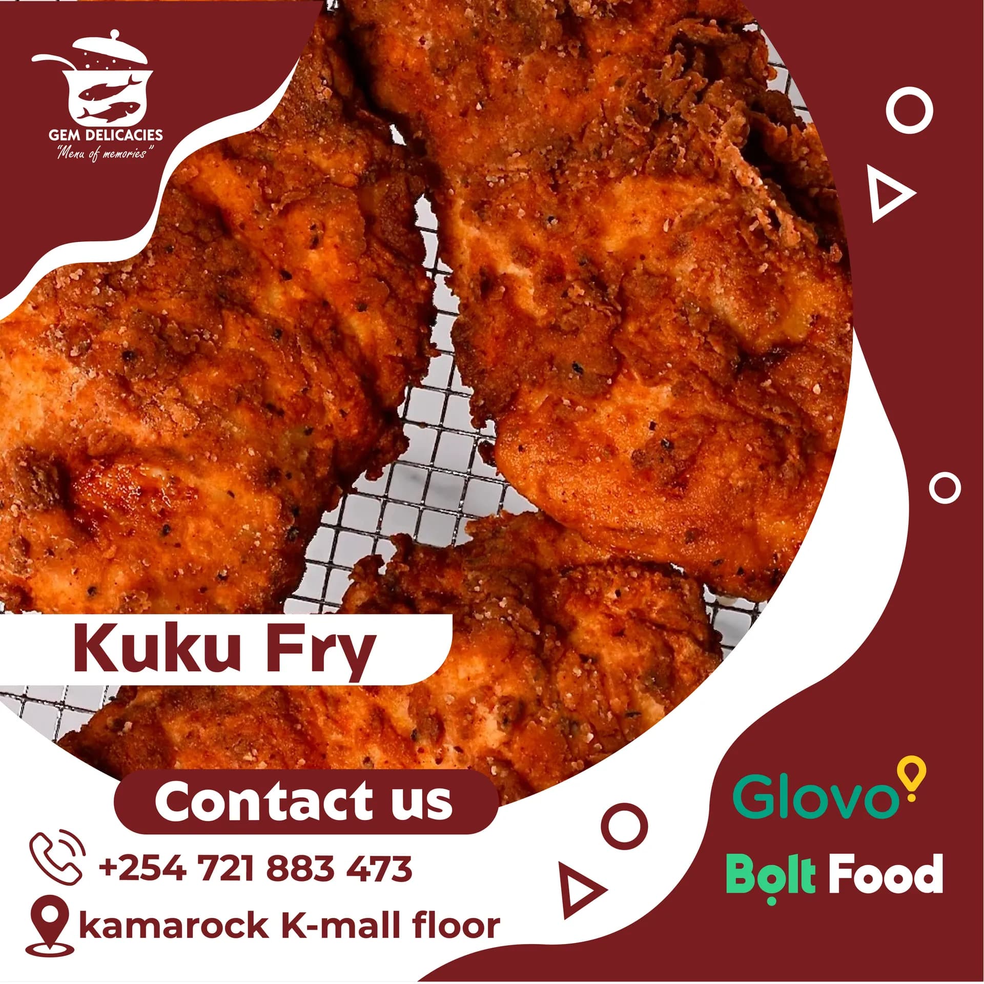 Gem Delicacies Kuku fry menu post