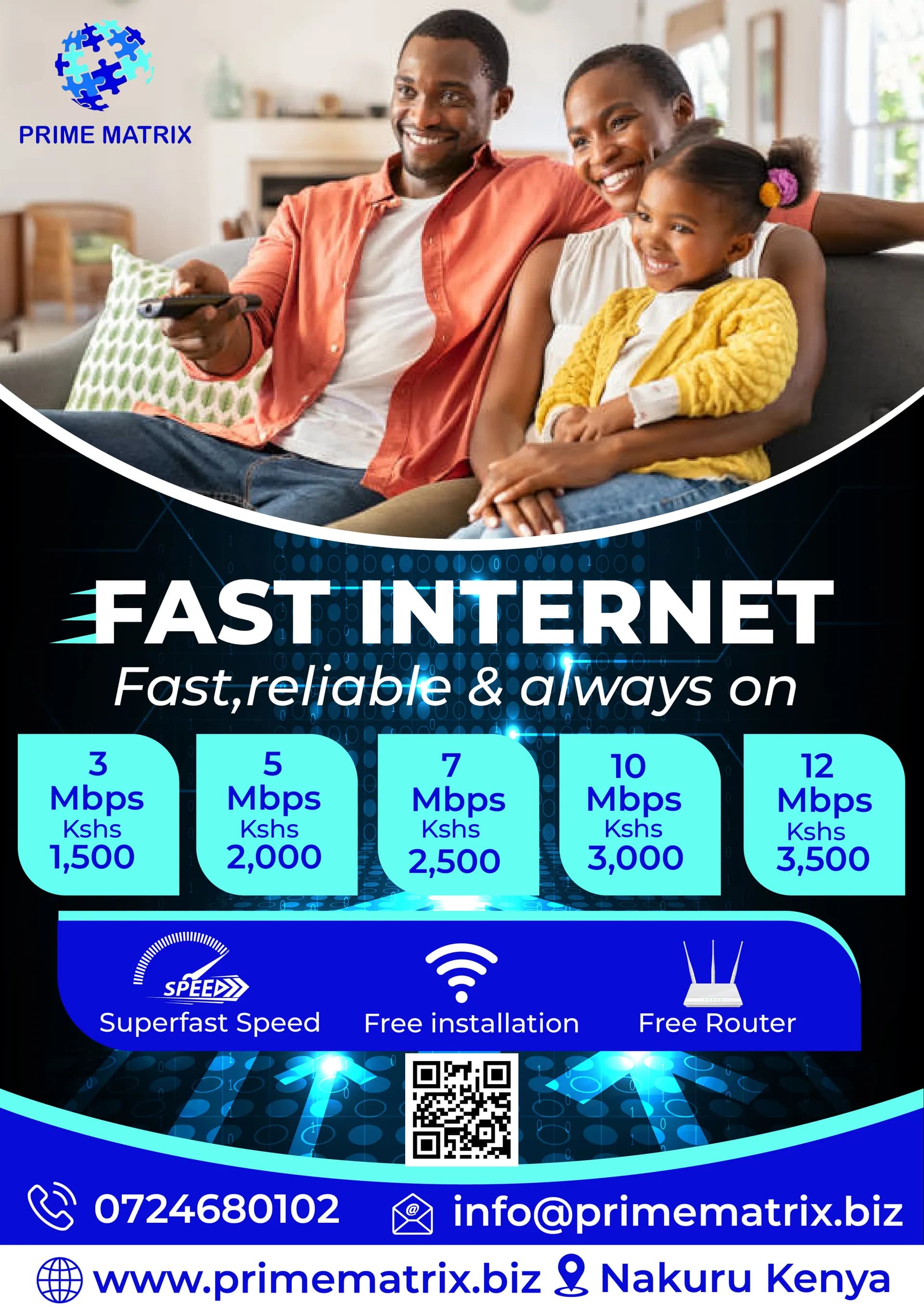 Prime Matrix home internet packages flyer