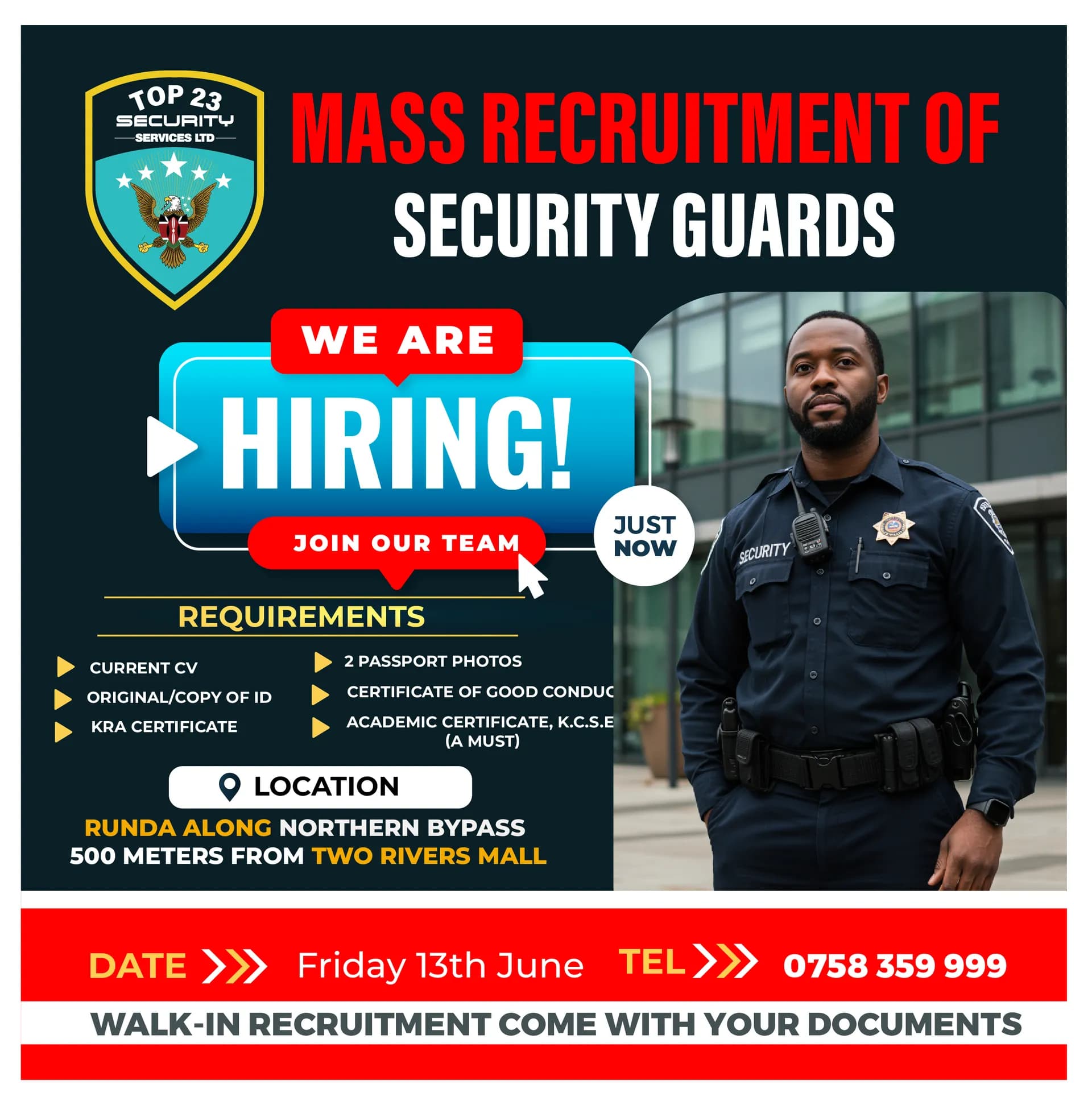 Top 23 Security guard recruitment poster