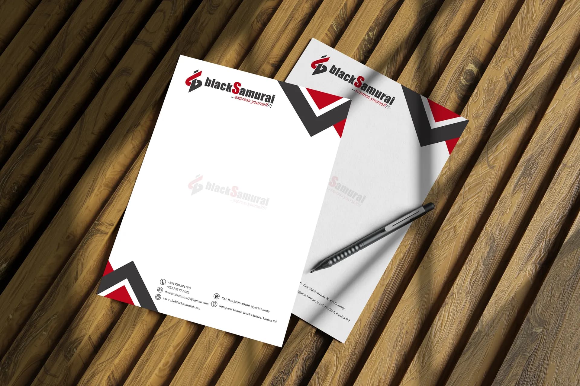 Black Samurai red and black letterhead