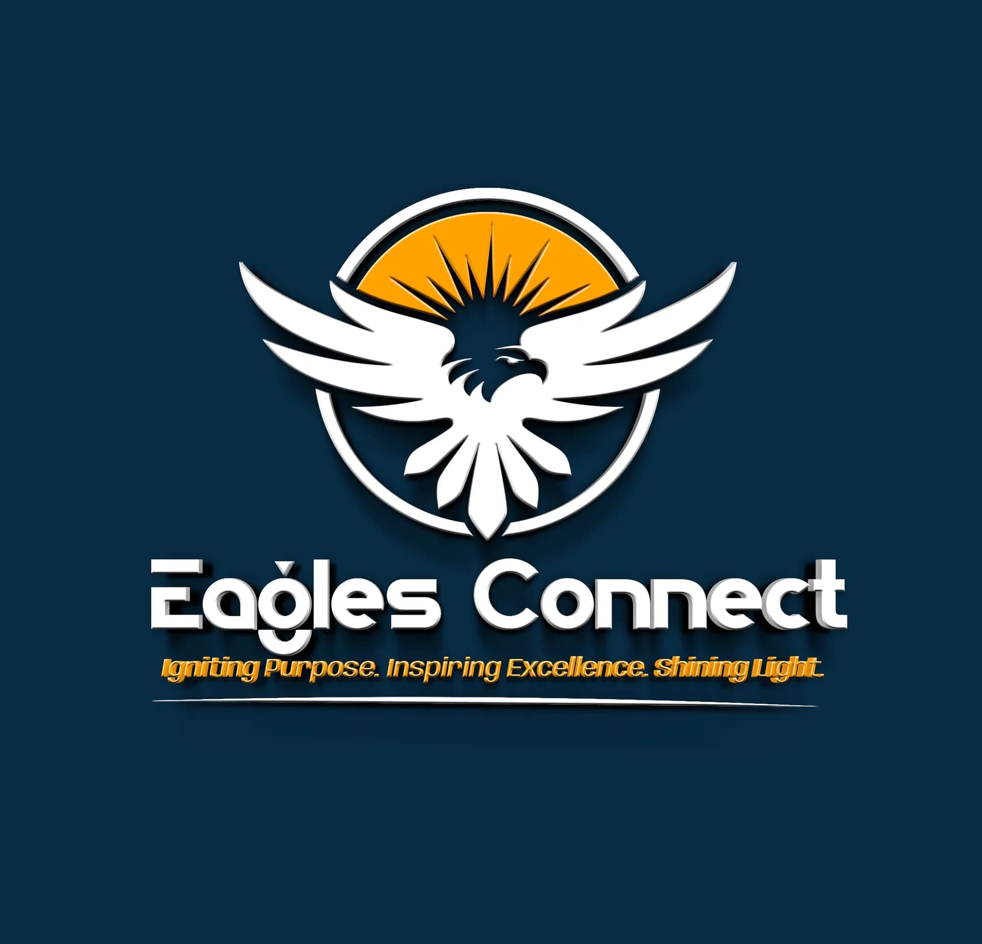 Eagles Connect logo, a white eagle against an orange sun