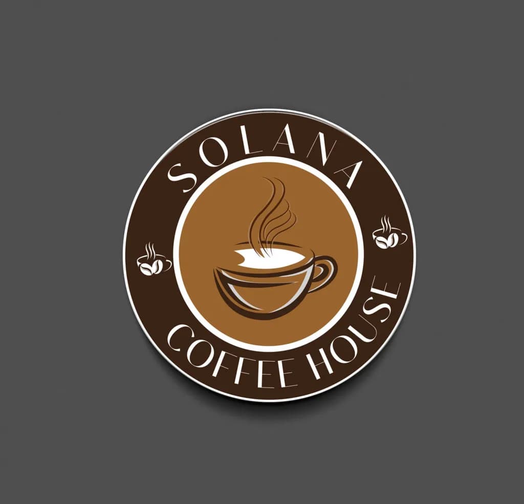 Solana Coffee House roundel logo with a coffee cup
