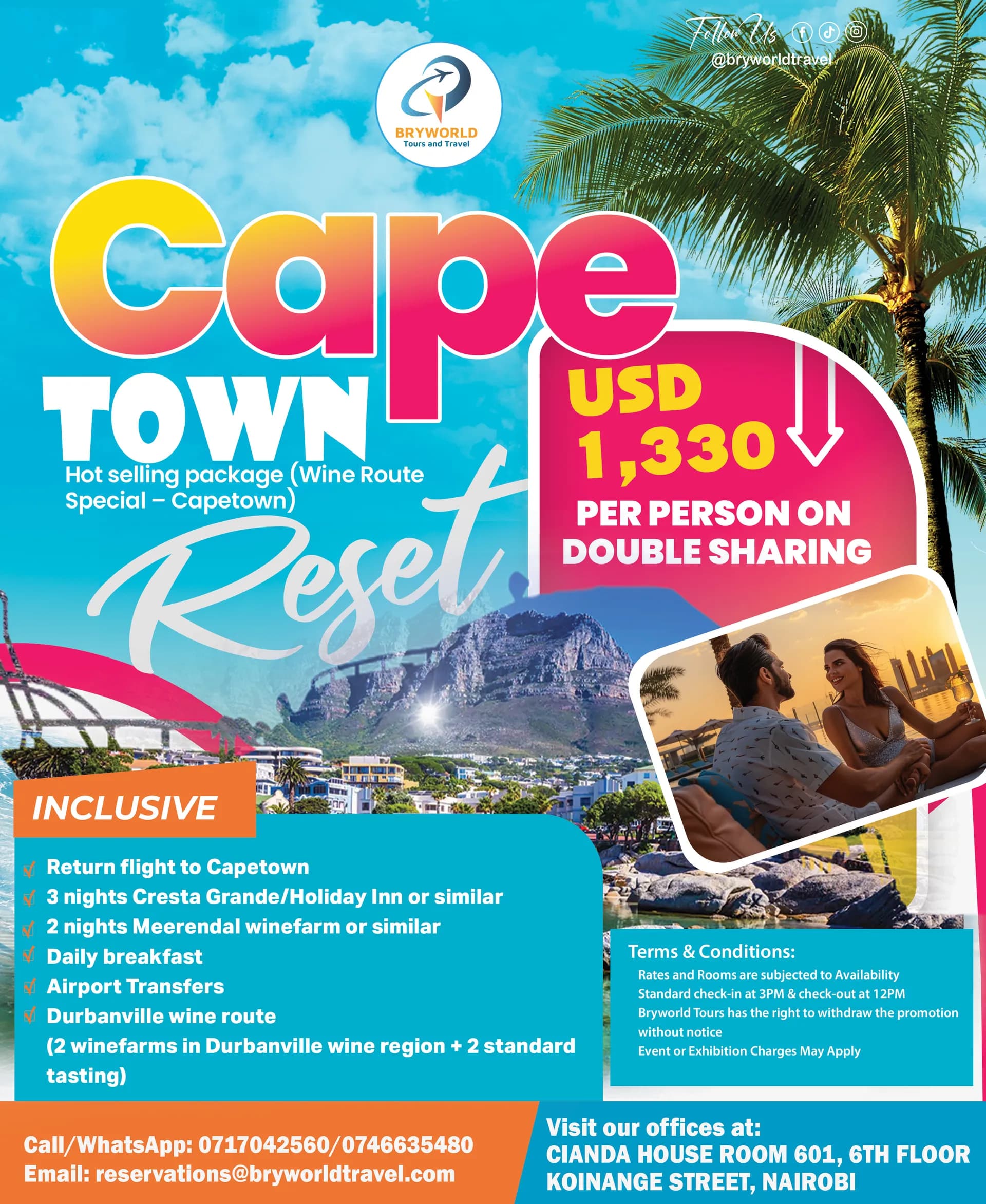 Cape Town holiday package flyer for Bryworld Tours