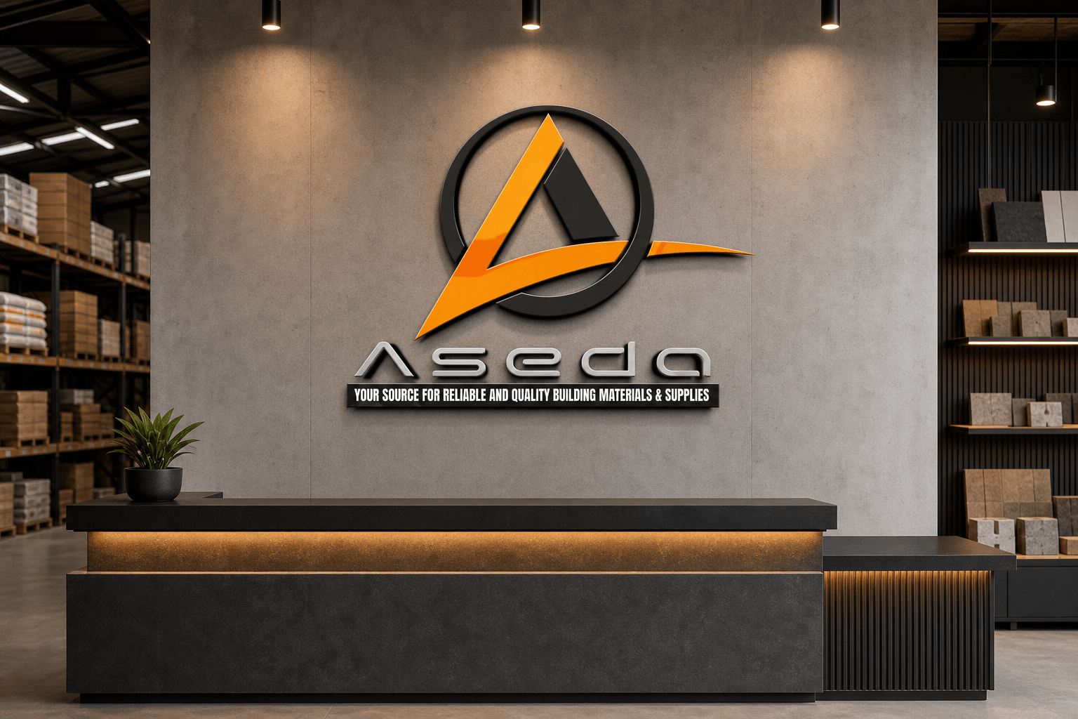 Showroom reception signage