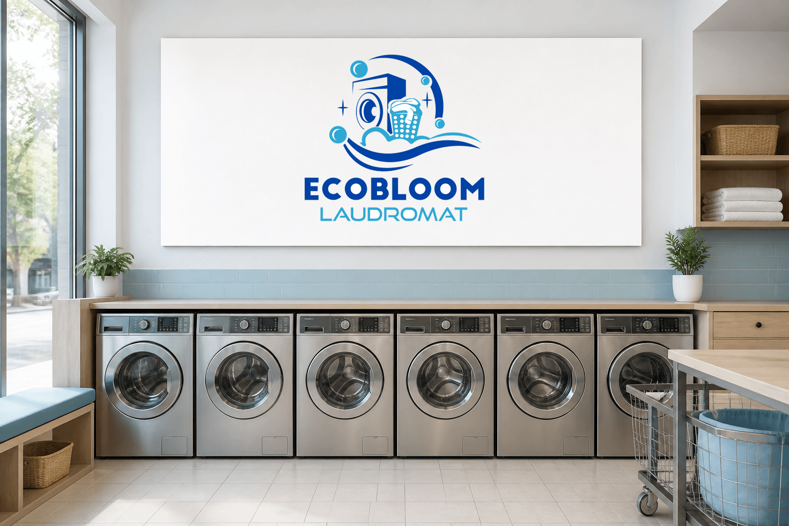 Laundromat feature-wall signage