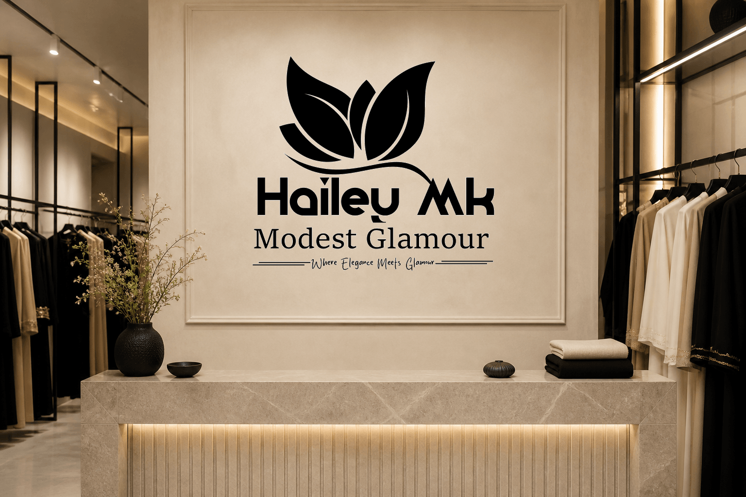 Modest fashion boutique signage