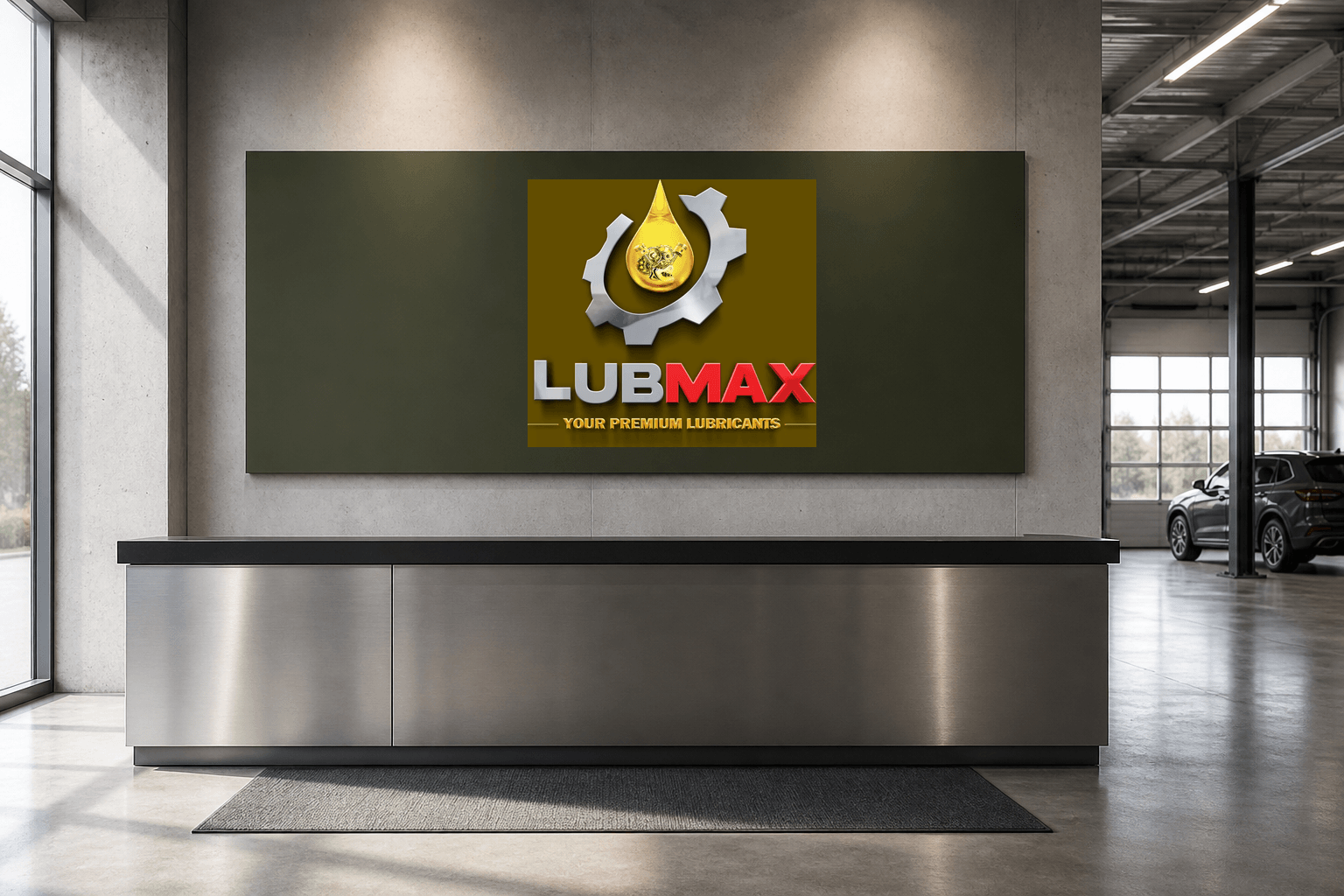 Lubricant workshop reception signage