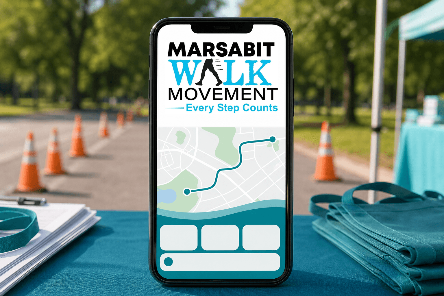 Walking route mobile screen