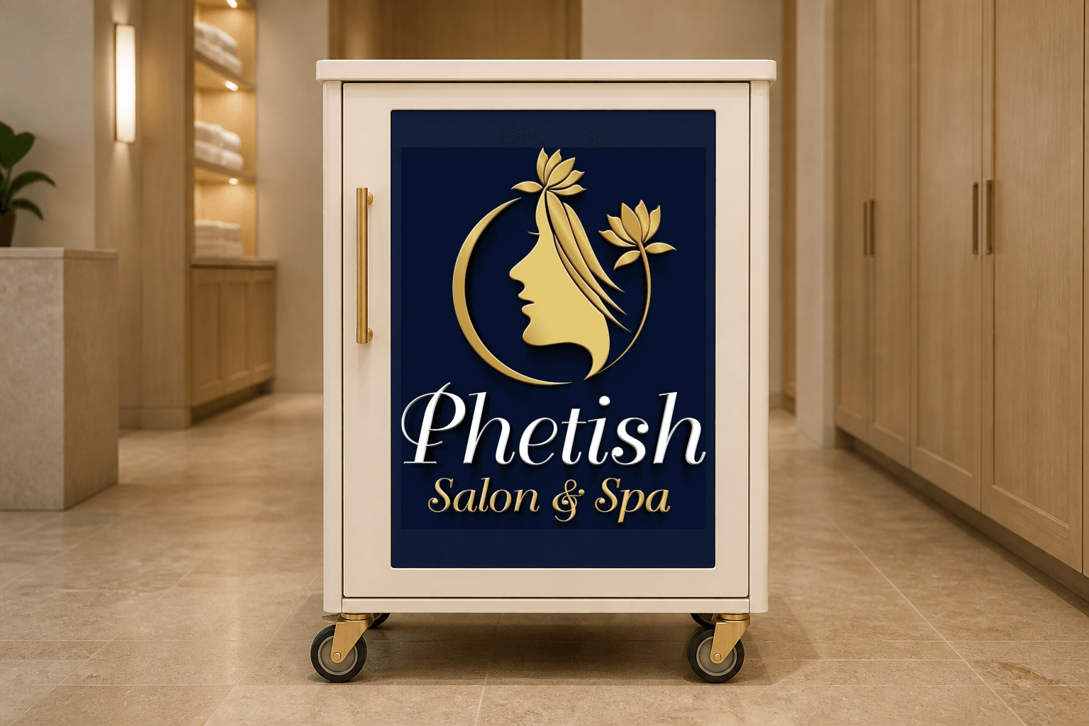 Salon and spa linen cabinet