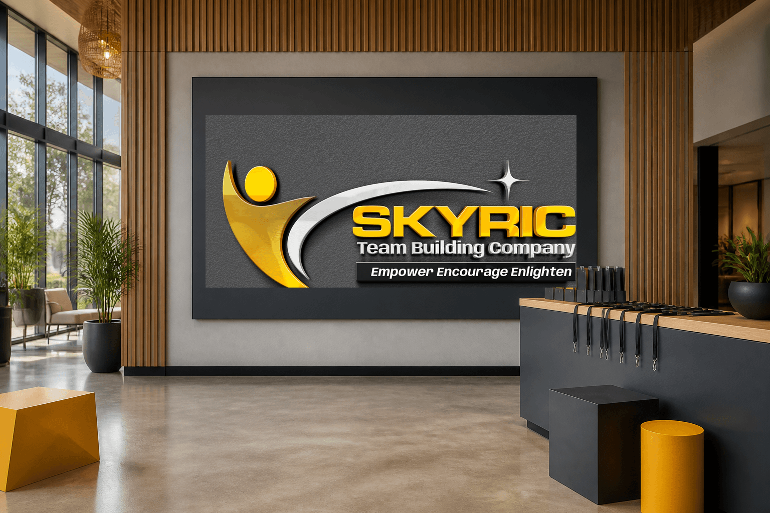 Team-building venue welcome display