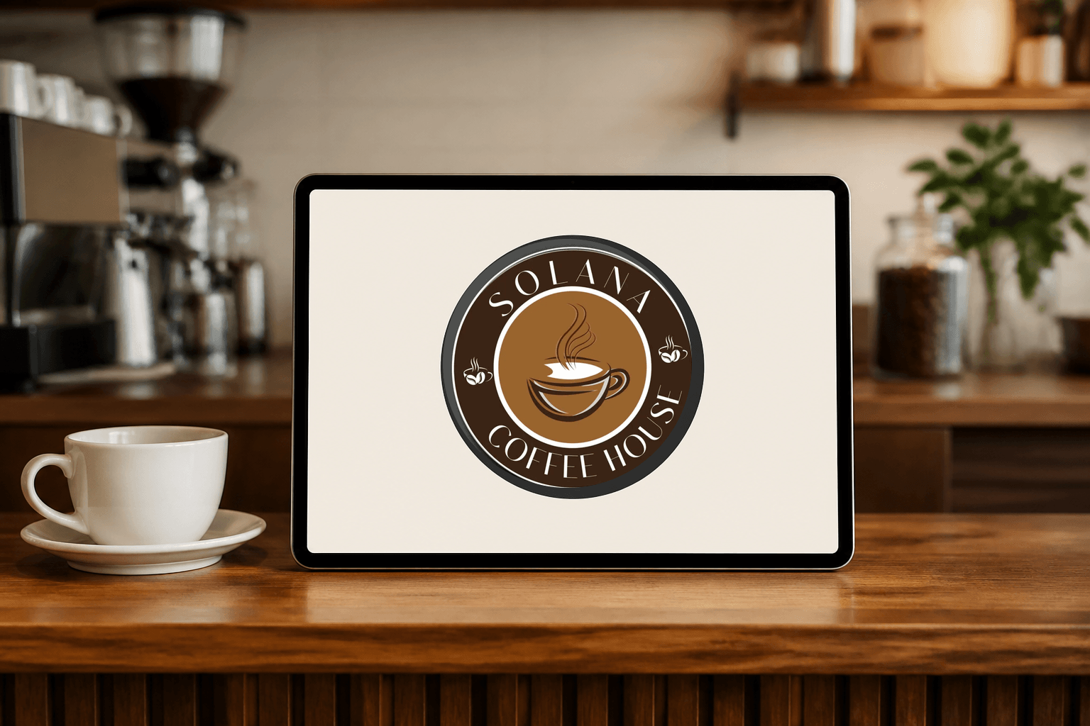 Digital coffee welcome screen