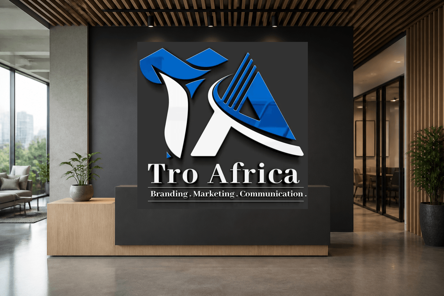 Creative studio reception signage
